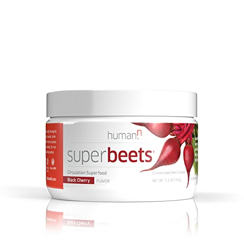 HumanN SuperBeets - Beet Root Powder - Nitric Oxide Boost for Blood Pressure, Circulation & Heart Health Support - Non-GMO Superfood Supplement - Natural Black Cherry Flavor, 30 Servings
