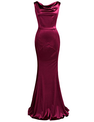 MUXXN® Women's 30s Brief Elegant Mermaid Evening Dress (S, Burgundy)