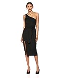 findersKEEPERS Women's Francis ONE Shoulder MIDI Sheath Dress with Slit, Black, S