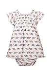 Feather Baby Girls Clothes Pima Cotton Short Sleeved Ruched Tunic Top and Bubble Bloomer Set (12-18 Months, Turtles on White)