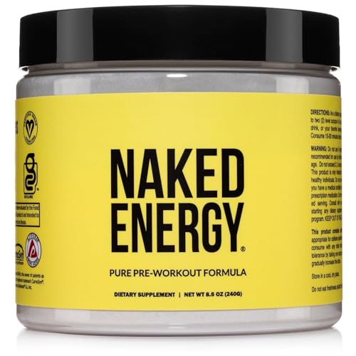 NAKED nutrition Naked Energy - Pure Pre Workout Powder for Men and Women, Vegan Friendly, Unflavored, No Added Sweeteners, Colors Or Flavors - 50 Servings