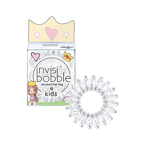 invisibobble Kids Spiral Hair Ring - Princess Sparkle - No-Ouch Coil Hair Ties with Strong Grip, Non-Soaking, High Wearing Comfort Updo Tool for Girls Toddlers and Kids