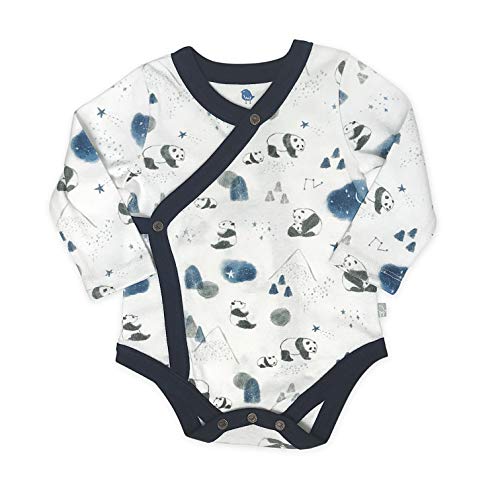 Finn + Emma Organic Cotton Long Sleeve Baby Bodysuit – Panda, 9-12 Months