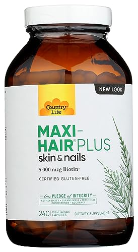 Country Life, Maxi-Hair Plus Biotin, Supports Healthy Hair, Skin and Nails, Daily Supplement, 240 ct