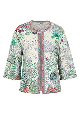 Printed Jacquard Jacket with Magnetic Snaps, Off White (US 14 - EUR 44)