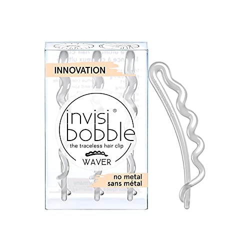 invisibobble Traceless Waver Hair Clip - Crystal Clear - Strong Elastic Grip Coil Hair Accessories for Women - No Kink, Non Soaking - Gentle for Girls Teens Toddlers and Thick Hair