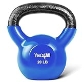 Yes4All Vinyl Coated Kettlebell Weights – Great for Full Body Workout and Strength Training, 20Lb, Dark Blue