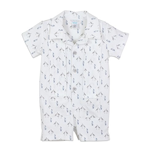 Feather Baby Boys Clothes Pima Cotton Pleated Short Sleeve Knit One-Piece Shortie Romper