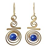 NOVICA Hand Crafted Lapis Lazuli and Yellow Gold Plated Brass Earrings, Follow the Dream'