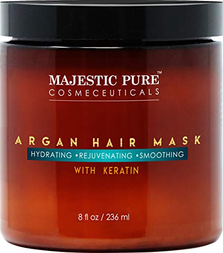 MAJESTIC PURE Argan Hair Mask with Keratin - Rejuvenating, Hydrating, Smoothing Deep Conditioner Keratin Hair Treatment - Paraben Free, 8 fl oz