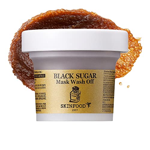 SKIN FOOD Black Sugar Mask Wash Off 4.05 fl. oz.(120g) - Black Sugar Scrub - Sugar Face Scrub to Hydrate and Nourish the Skin - Exfoliating Sugar Scrub - Facial Mask Wash Off Sugar Scrub