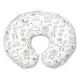 Boppy Nursing Pillow and Positioner—Original | Notebook Black and White with Gold Animals| Breastfeeding, Bottle Feeding, Baby Support | With Removable Cotton Blend Cover | Awake-Time Support