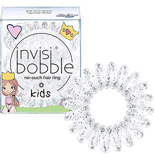 invisibobble Kids Spiral Hair Ring - Princess Sparkle - No-Ouch Coil Hair Ties with Strong Grip, Non-Soaking, High Wearing Comfort Updo Tool for Girls Toddlers and Kids