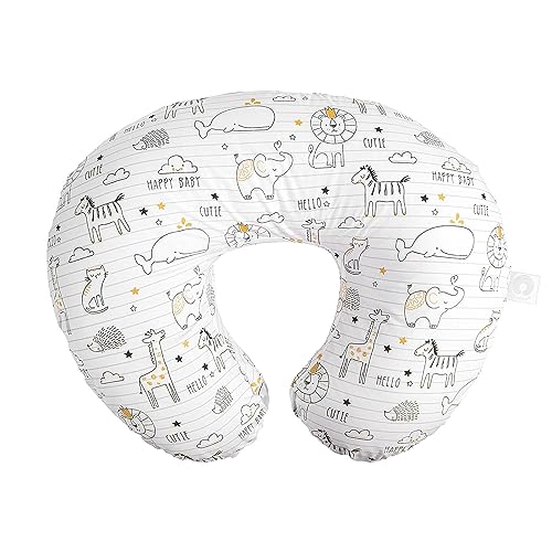 Boppy Nursing Pillow Original Support, White and Gold Notebook, Ergonomic Nursing Essentials for Bottle and Breastfeeding, Firm Fiber Fill, with Removable Nursing Pillow Cover, Machine Washable